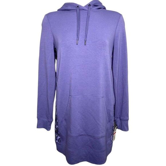 Ideology Tunic Hoodie Women's XS Dark Lavender Black Drawstring Pockets NEW‎ - Picture 1 of 15